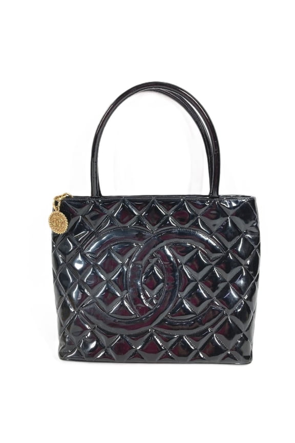 Pre-Owned CHANEL A01804 CC Coco Mark Logo Reissue Tote Handbag Shoulder Bag Enamel Women's Black