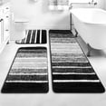 thumbnail image 5 of Findosom Bathroom Rugs Set of 3,Absorbent Non-Slip Machine Washable Bath Rugs, Microfiber Quick Dry Bath Mats for Bathroom Floor Tub Shower Bedroom Kitchen,20"x32"+20"x59"+U Shape 20"x24" Black, 5 of 9