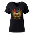 thumbnail image 6 of Ounisa Women Mardi Gras Sweatshirts Carnival Sweatshirt Funny Mask Graphic Short Sleeve Shirt Fat Tuesday Pullover Top, 6 of 6