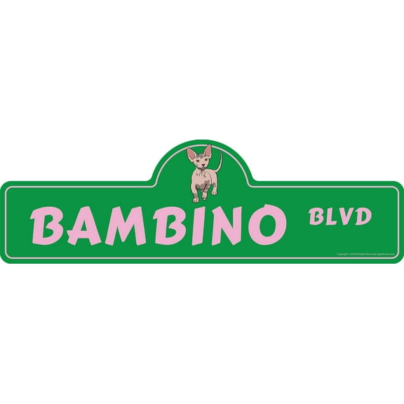 Bambino Street Sign | Indoor/Outdoor | Dog Lover Funny Home Décor for Garages, Living Rooms, Bedroom, Offices | SignMission personalized gift | 18" Wide