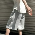 thumbnail image 6 of Mens Casual Straight Shorts Korean Oversized Solid Drawstring Baggy Sweatpants, 6 of 14