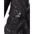 thumbnail image 6 of inlzdz Boys Sequins Slim Fit Formal Tuxedo Blazer Wedding Party Prom Homecoming Dressy Coat Jacket Black 14, 6 of 7