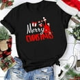 thumbnail image 2 of Abcnature Merry Christmas Tree T-Shirt Women's Cute Christmas Gnomies Graphic Tees Holiday Short Sleeve Tshirt Xmas Buffalo Plaid Red T-Shirt For Men Women T-Shirt Black,F L, 2 of 7