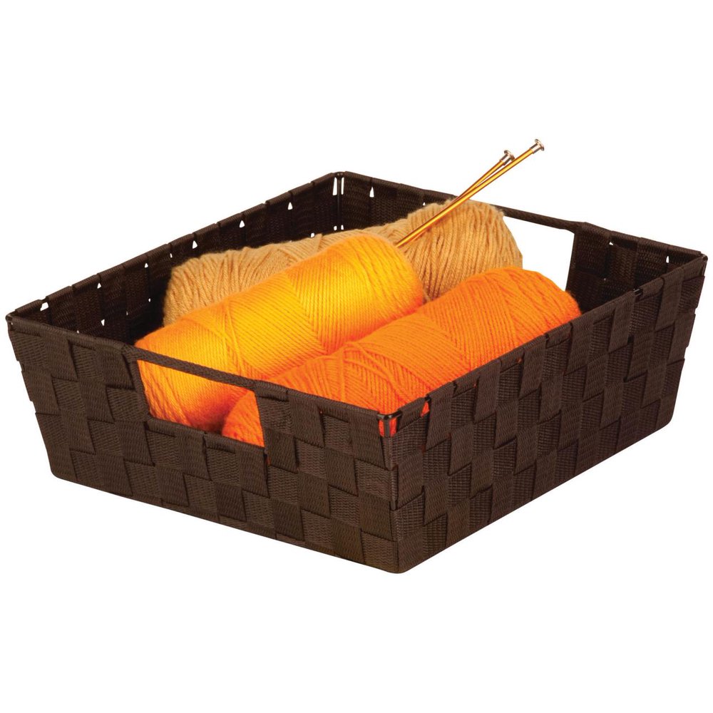 Honey Can Do Woven Basket with Handles and Iron Frame, Espresso Black