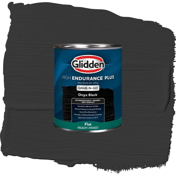 Glidden Fundamentals Exterior Paint, Black, Flat, 1 Gallon