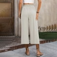 thumbnail image 7 of qolati Capris Pants for Women Drawstring Elastic Waist Loose Yoga Cropped Pants Summer Casual Wide Legs Palazzo Beach Pants with Pockets, 7 of 7
