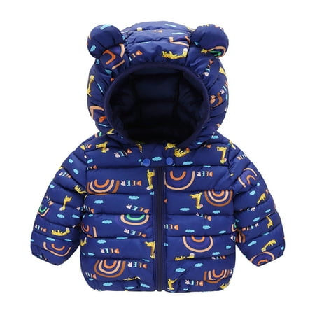 

Toddler Kids Baby Boys Girls Winter Warm Cartoon Deer Print Coats Bear Ears Hooded Padded Jacket Outwear Snow Jacket Men