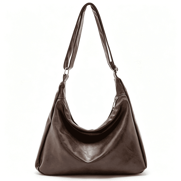 AOMRCOL Bags for Women, Vegan Leather Shoulder Handbag, Stylish Slouchy Tote Bag, Crossbody Purses with Adjustable Wide Strap, Brown