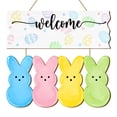thumbnail image 2 of Welcome Peeps Easter Door Sign, Happy Easter Eggs Bunny Rabbit Door Hanger Decorations, Wooden Wreath Spring Hanging Signs for Home Wall Window Yard Farmhouse Indoor Outdoor Decor, 2 of 7