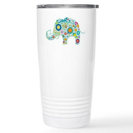 

CafePress - Colorful Retro Floral E Stainless Steel Travel Mug - Insulated Stainless Steel Travel Tumbler 20 oz.