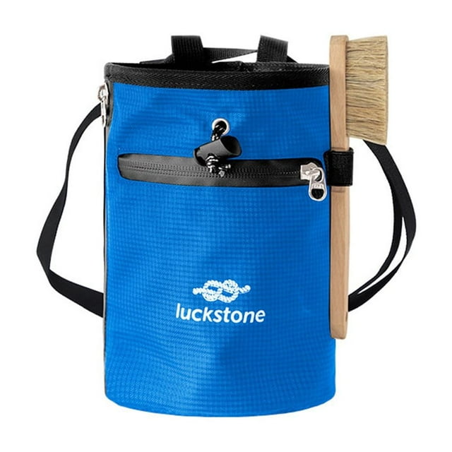 luckstone Sky Blue Chalk Storage Bag for Rock Climbing, Gym Workouts, and Pet Training – Includes Brush and Multiple Color Options for Versatile Use