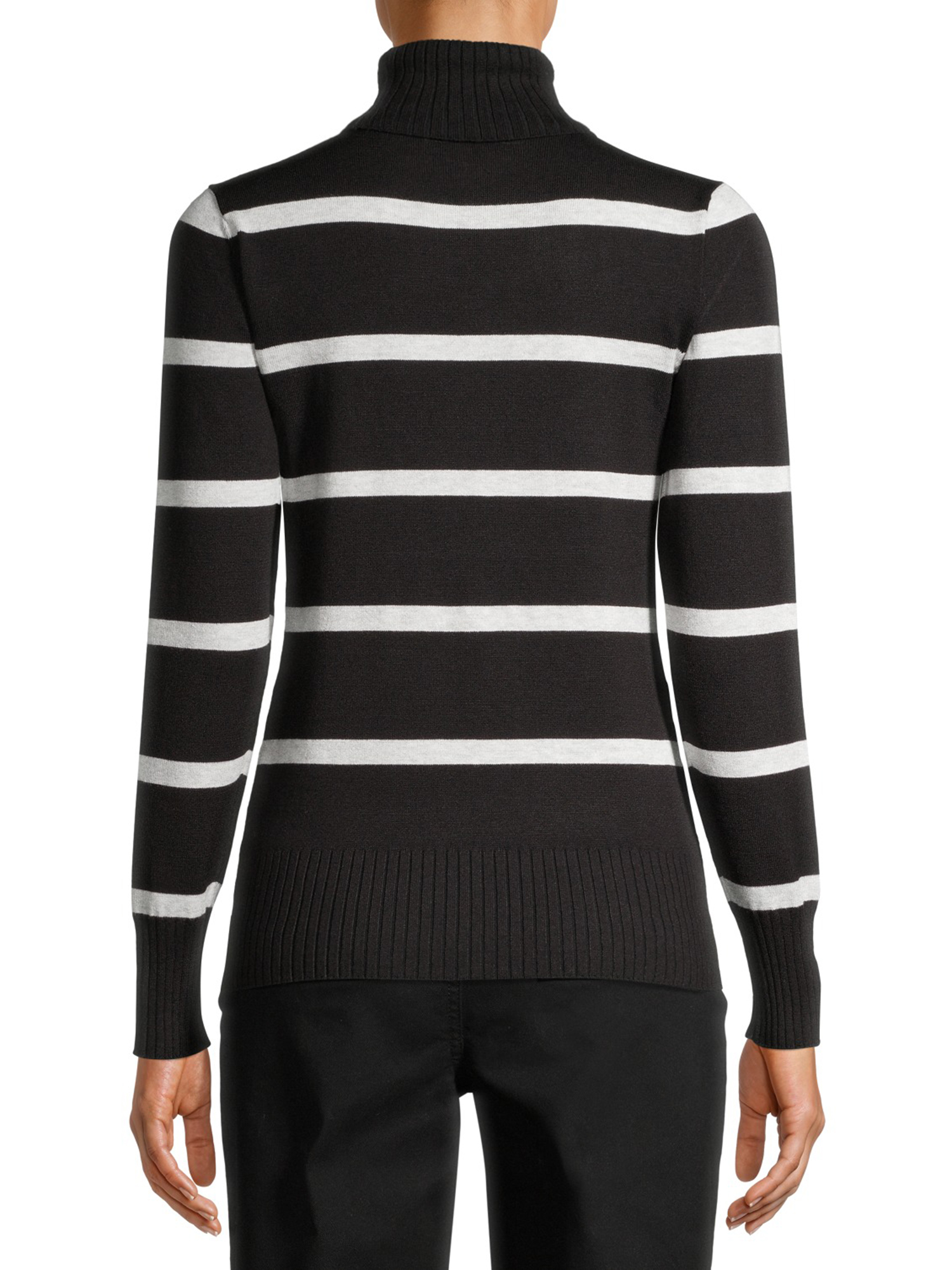 Time and Tru Women's Striped Turtleneck Sweater - image 5 of 6