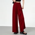 thumbnail image 3 of BUYISI High Waist Slim Casual Textured Ice Silk Wide Leg Pants Red 2XL, 3 of 7