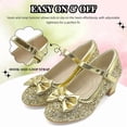 thumbnail image 2 of xinlanlin Girls Dress Shoes Low Heel Mary Jane Pumps Bow Party Wedding Princess Shoes for Toddler/Little Kids, 2 of 8