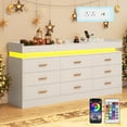 thumbnail image 5 of 9 Drawer Dresser with Charging Station and LED Lights, Modern Chest of Drawers with Power Outlet, Organizer Cabinet for Bedroom, Living Room, Entryway, White, 5 of 8