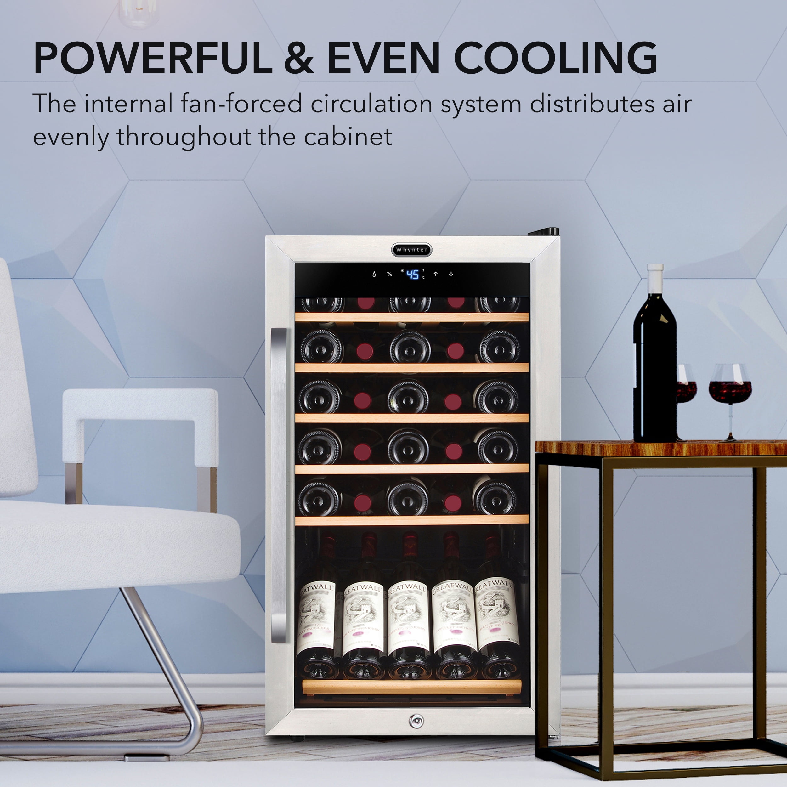 Whynter 34 Bottle 6 Shelf Stainless Steel Wine Refrigerator