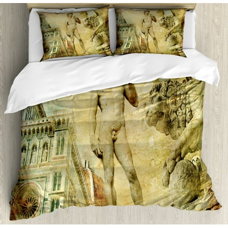 Italy King Size Duvet Cover Set Ancient Florence Art Collage