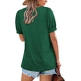 thumbnail image 4 of Women Summer Puff Short Sleeve T-Shirts Babydoll Tops Square Neck Pleated Flowy Trendy Tunic Casual Tops for Leggings, 4 of 4