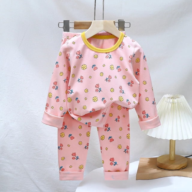 Pijamas de Navidad para niños, conjunto de ropa de invierno para niños y niñas, Tops con cuello redondo y pantalones largos, ropa de dormir para bebés, pijamas de gato de dibujos animados para niños
