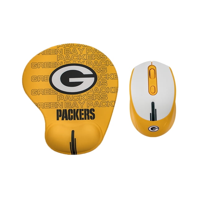 Set NFL de mouse inalambrico y pad con soporte de muñeca green Bay Packers 100% original