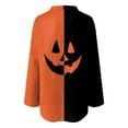 thumbnail image 4 of Kaprioy Halloween Shirts for Women 3/4 Sleeve Tops Halloween Block Color Pumpkin Printed V Neck Fall Fashion Blouse Funny Tops Orange, M, 4 of 5