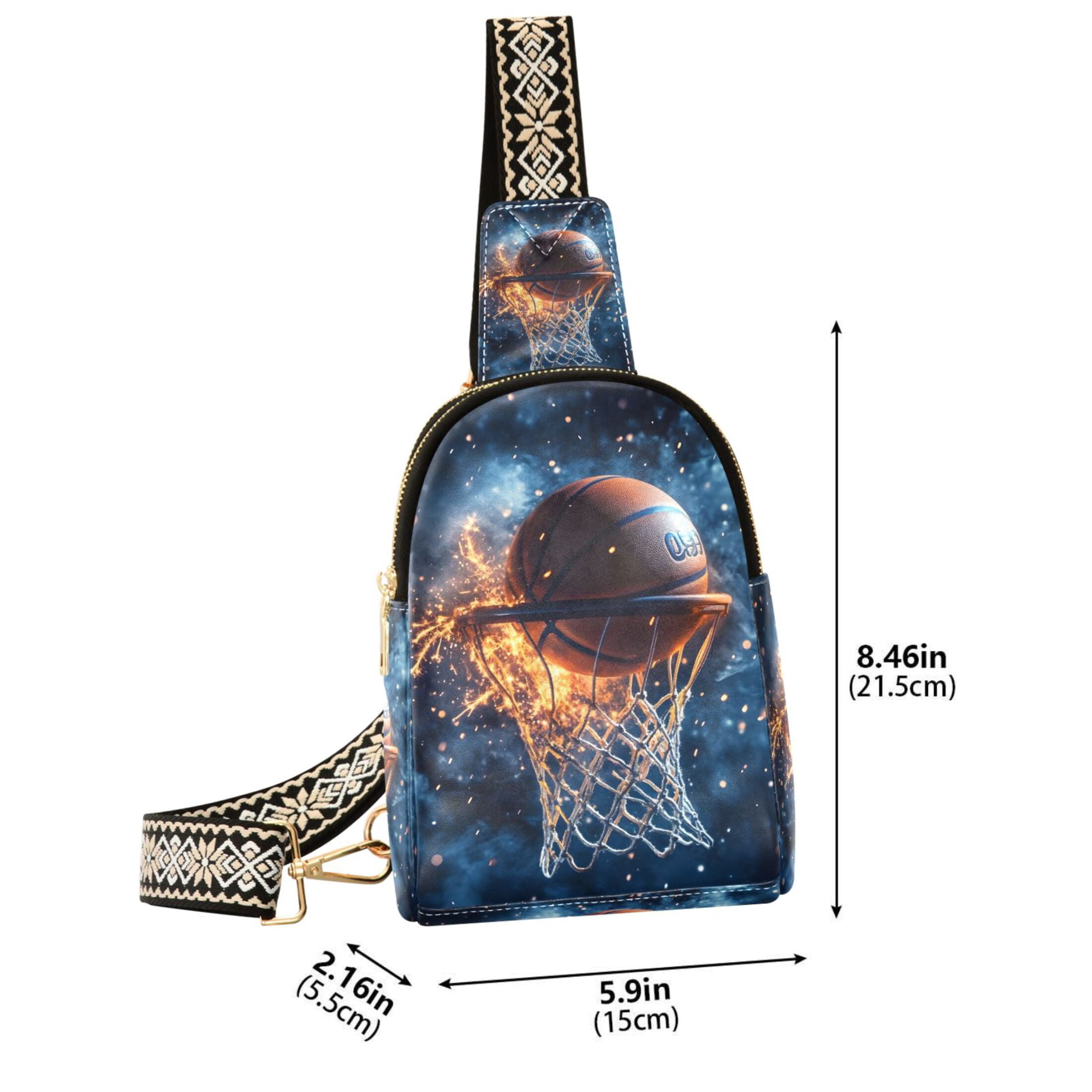 ALAZA Basketball Sparks Sling Bag for Women Men Waterproof Crossbody Chest Bags