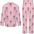 thumbnail image 6 of Top-kevin Pajama Sets for Womens Martini Cherry Bow Loose Button Down Long Sleeve Shirts And Pants Set, 6 of 6