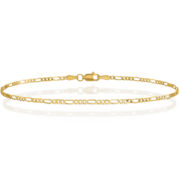 14K Solid Yellow Gold 1.8mm Figaro Link Chain Bracelet