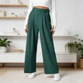 thumbnail image 2 of JIAYUE Women's Pants Ankle-Length High Waist Wide Leg Trousers Stretch Comfortable Elastic Waist Flowy Business Palazzo Trendy Bottoms For Women, 2 of 5
