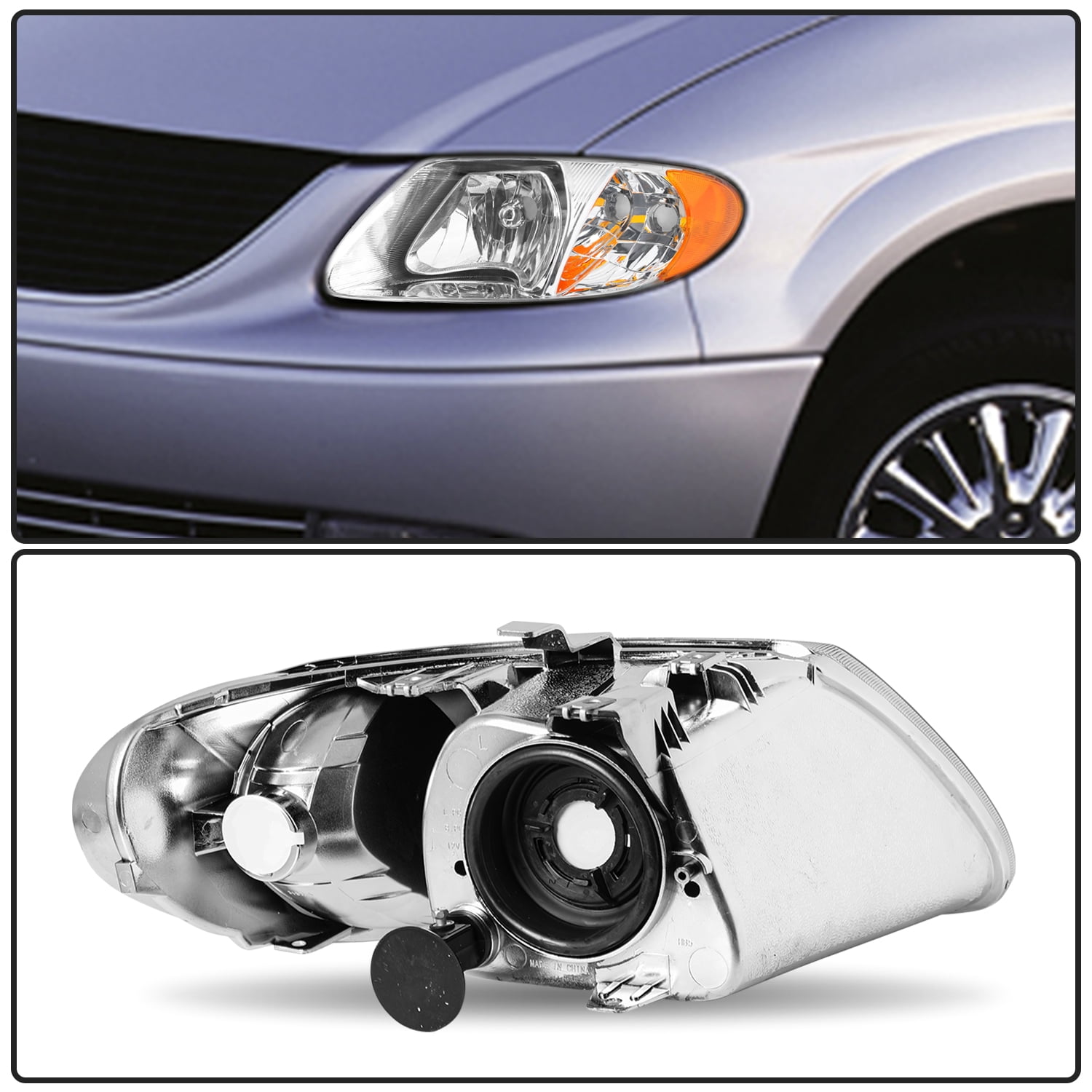 BRYGHT-For 01-07 Dodge Caravan Chrysler Town & Country Headlight Driver+Passenger 2001-2007