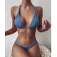 thumbnail image 1 of Bañador triangular para mujer, traje de baño brasileño de 2 piezas con pliegues, conjunto de Bikini liso con realce, conjunto de Bikini Sexy 2024, 1 of 5