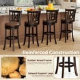 thumbnail image 6 of Auranook Set of 2 Bar Stools, 30" Swivel Bar Chairs with Footrest, Rubber Wood Frame & Hollowed Backrest, 6 of 8