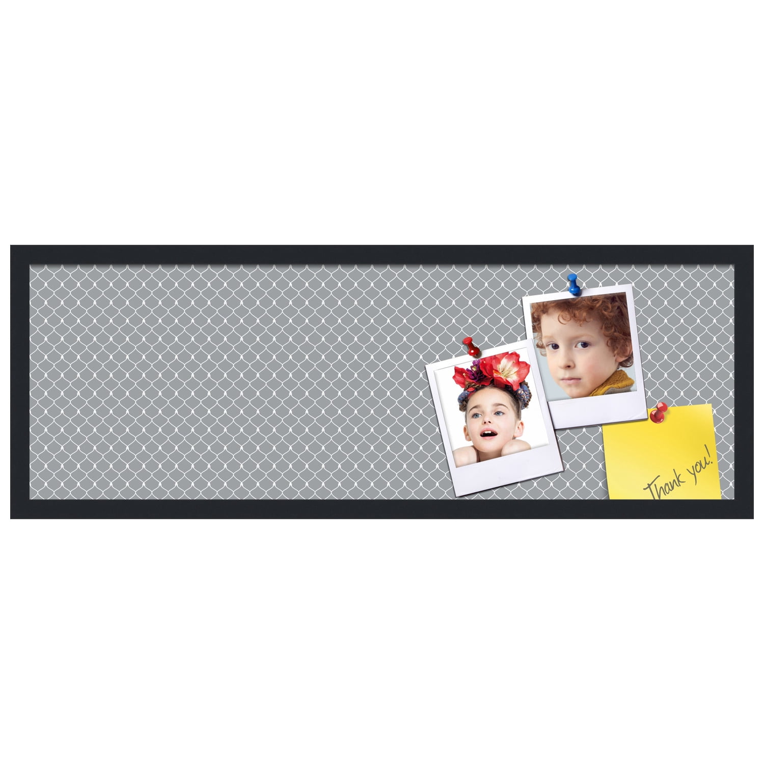 PinPix 36x12 Custom Cork Bulletin Board Grey Chain Poster Board Has a Fabric Style Canvas Finish, Framed in Grey Chain, by ArtToFrames (PinPix-570)