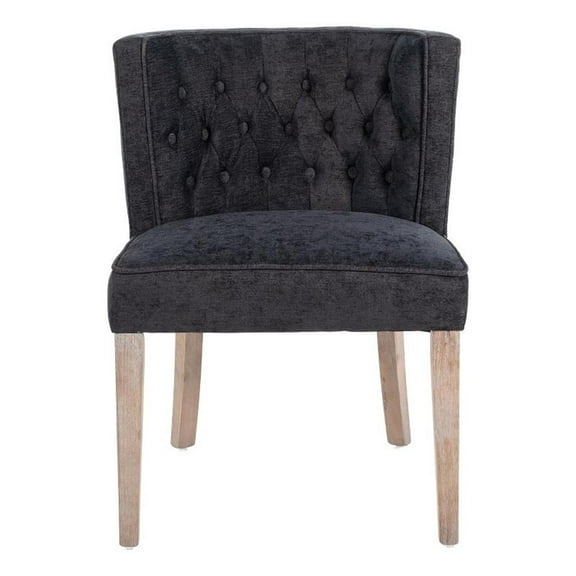 Cly Dining Side Chair Set of 2- Dark Gray- Natural Brown Solid Wood