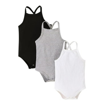 YABCSAZ 3 Pack Toddler Baby Bodysuits Sleeveless Cotton Onesie Bodysuits Summer Casual Soft Romper Cute Pajamas Boys Girls Unisex Jumpsuits Infant Newborn Baby Outfits Size 6 M