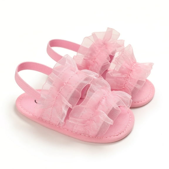 Baby Girls Floral Lace Flat Slippers Toddler Soft Sole Crib Shoes Sandals