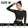 thumbnail image 2 of Top corto de manga larga para mujer, camiseta corta sin costuras para ejercicio, 2 of 7