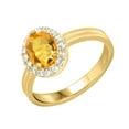 thumbnail image 2 of Gold Over Sterling Silver with Natural Citrine and White Topaz Halo Ring, 2 of 3