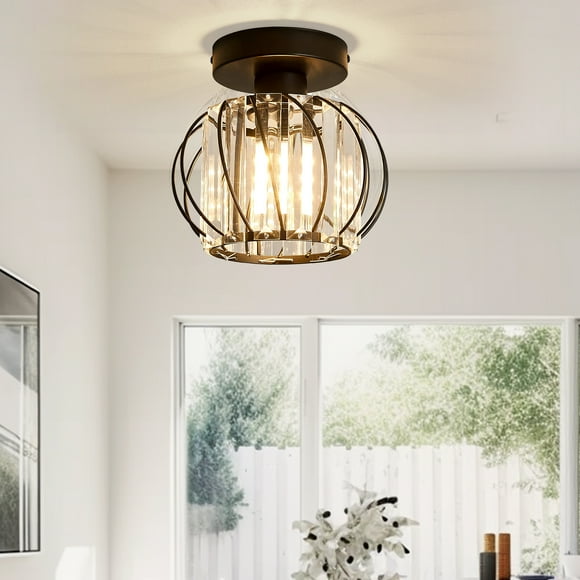 YANSUN Semi Flush Mount Ceiling Light,Industrial Metal Cage Ceiling Lamp Fixture Modern Flush Mount Ceiling Light,for Hallway Porch Kitchen Bathroom