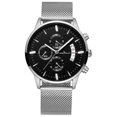 thumbnail image 1 of Reloj de pulsera para hombre, resistente al agua, deportivo, analógico, de cuarzo, esfera ultrafina, de malla de acero inoxidable, con fecha, 1 of 6