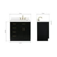 thumbnail image 3 of Ariel Hepburn 37 In. Right Offset Rectangle Sink Vanity With White Quartz Countertop In Black, 3 of 7