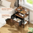 thumbnail image 6 of Nightstand with Charging Station, Bed Side Table with Adjustable Fabric Drawer, Night Stand for Bedroom, 3-Tier Storage End Table, for Living Room, 6 of 9