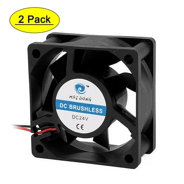 2Pcs DC 24V 60 x 60 x 24mm 7 Vanes 2 Leading Wires Case Cooling Fan for PC Case