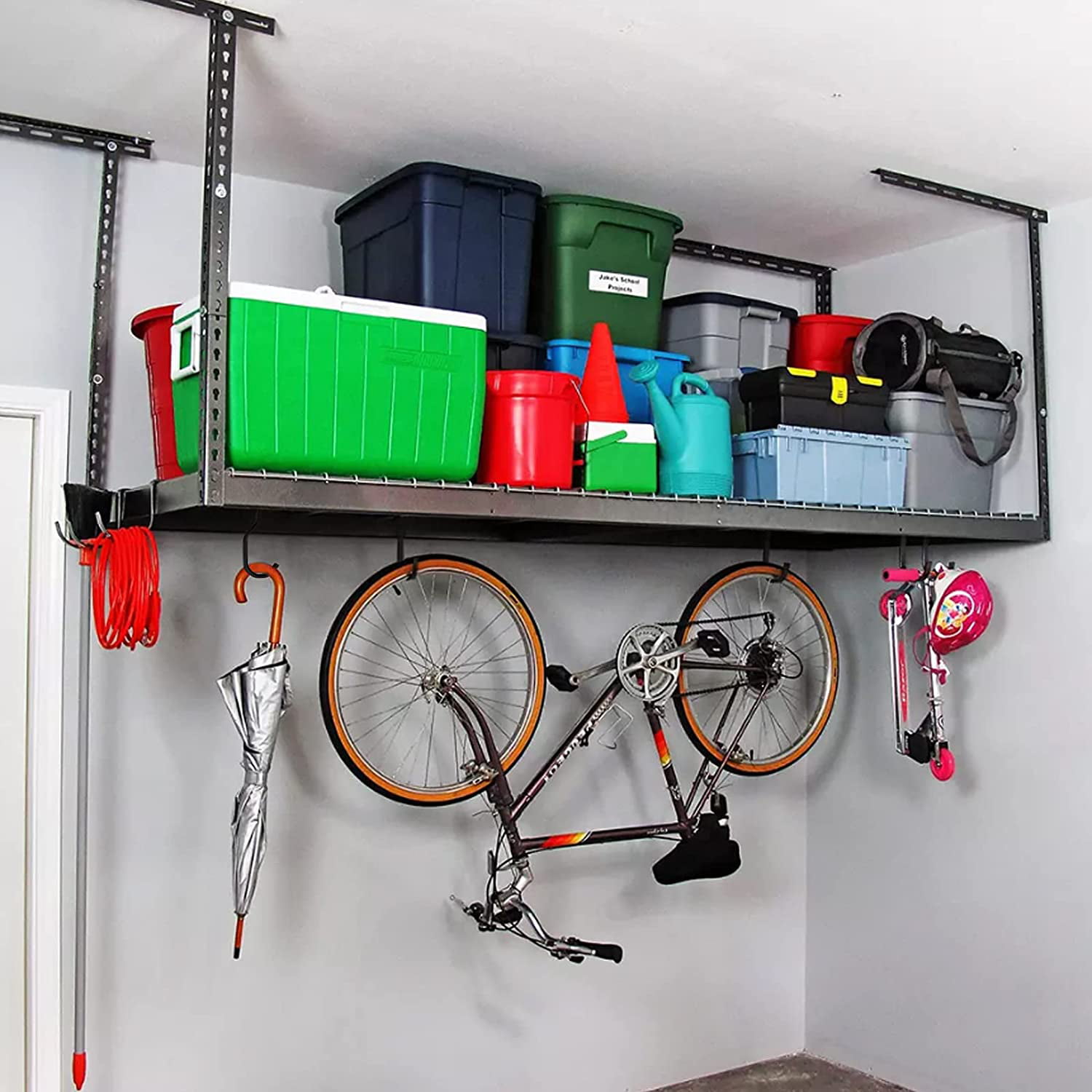 4Pc PVC COATED GARAGE/SHED STORAGE HOOKS Screw In Bicycle/Bike Utility Hanger 