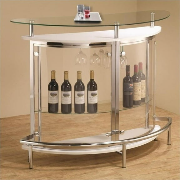 Kingfisher Lane Contemporary Home Bar with Clear Acrylic, White