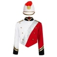 thumbnail image 6 of Aislor Boys Parade Jacket Royal Guard Long Sleeve Marching Band Outfits with Drummer Hat Red White 8, 6 of 7