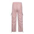 thumbnail image 4 of UDAUDU Womens Cargo Pants 2026 High Waist Baggy Casual Travel Parachute Trousers Loose Fit Y2K Streetwear with Multi Pockets Pink S, 4 of 5