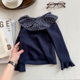 thumbnail image 1 of Ropa para niños de primavera y otoño, camiseta coreana de manga larga para niñas, camisa inferior con cuello con volantes florales, Top Base para niños, 1 of 6