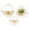 thumbnail image 4 of DecMode 15", 13", 10"H Round Gold Metal Geometric Wall Planter (3 Count), 4 of 12
