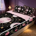 thumbnail image 2 of Homewish Bohemian Moon Phase Zipper Twin Comforter Sets with Fitted Sheet and 2 Pillowcases, Pink Flower Blossom Zipper Bedding Set, Pink Reversible, 2 of 7